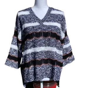 50% OFF Gray White V-neck Long Sleeve Sweater Size Large Women's Ladies Fashion Winter Fall Season