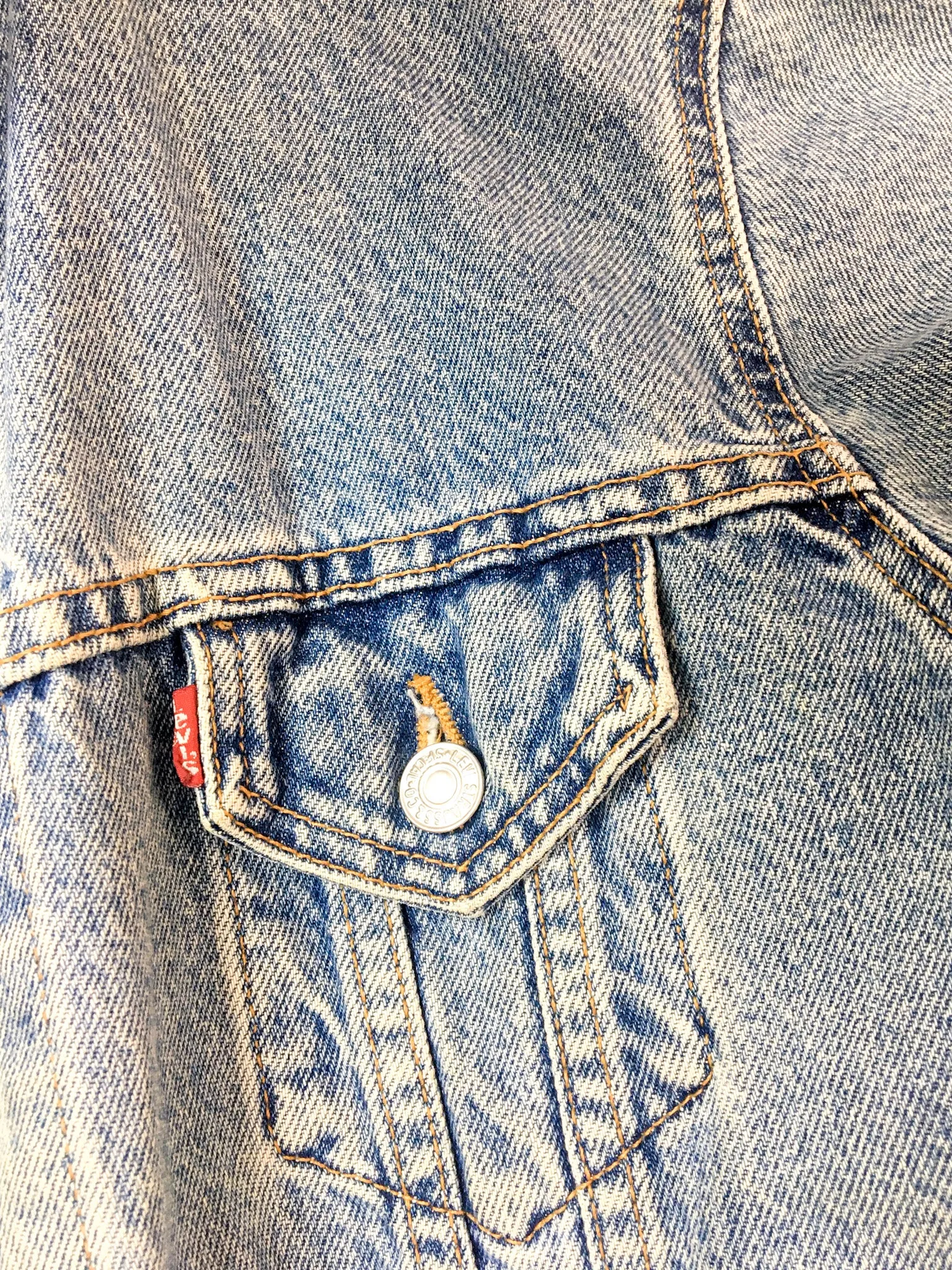 80s vintage up-cycled denim jacket, funky bird collar