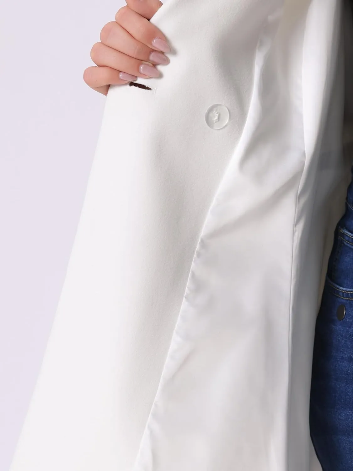 Agnes Orinda Plus Size Peacoat for Women Elegant A Line Notched Lapel Double Breasted Long Coat