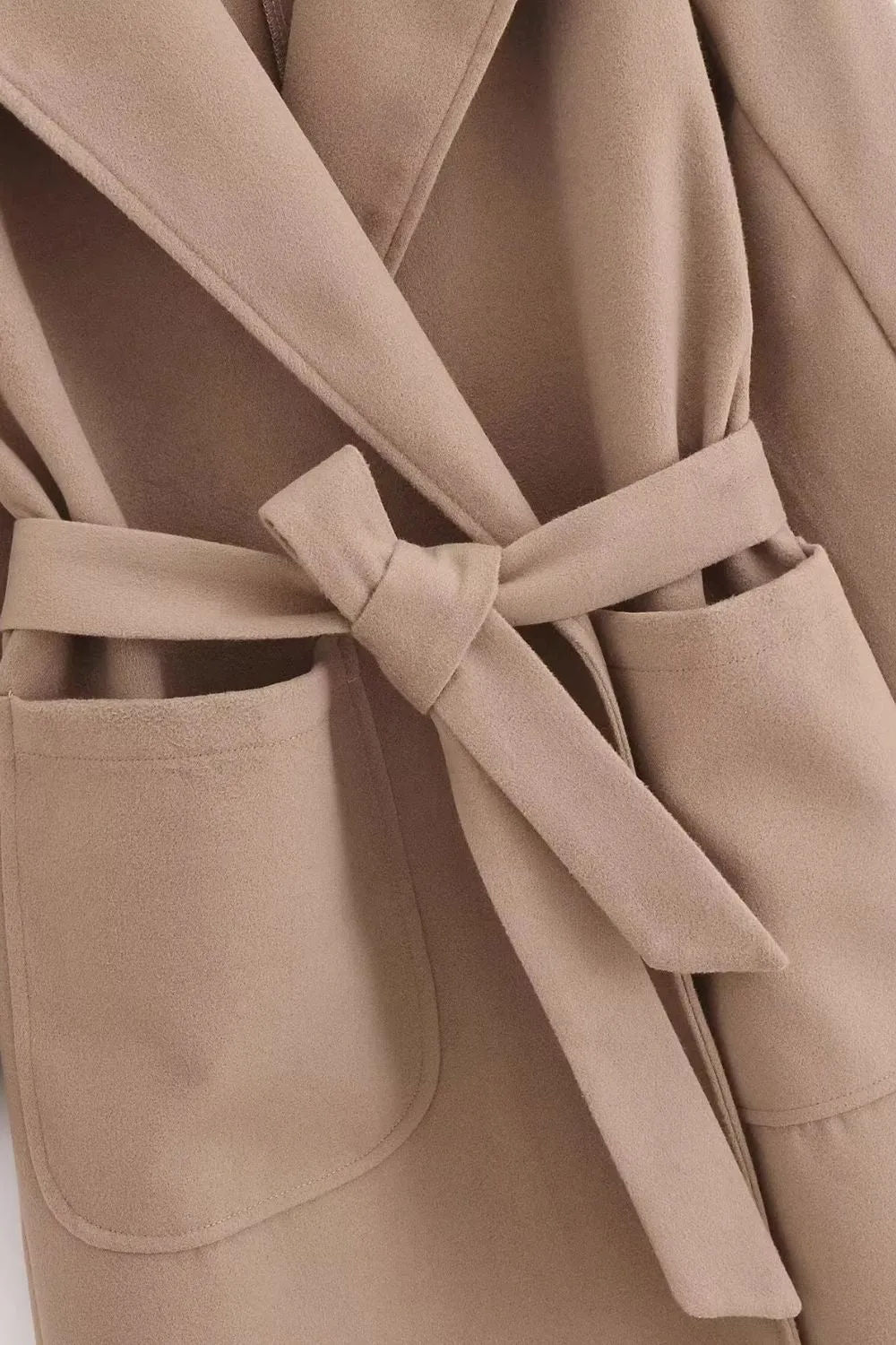 'Autum' Brown Cape-Style Hooded Coat with Belt
