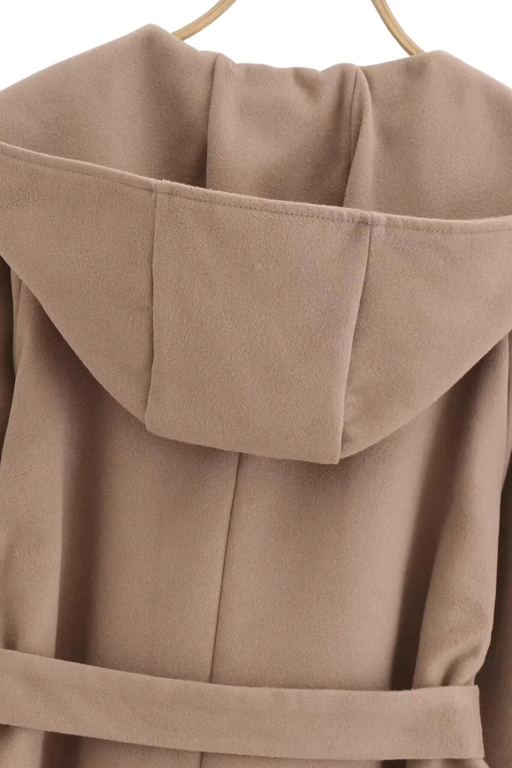 'Autum' Brown Cape-Style Hooded Coat with Belt