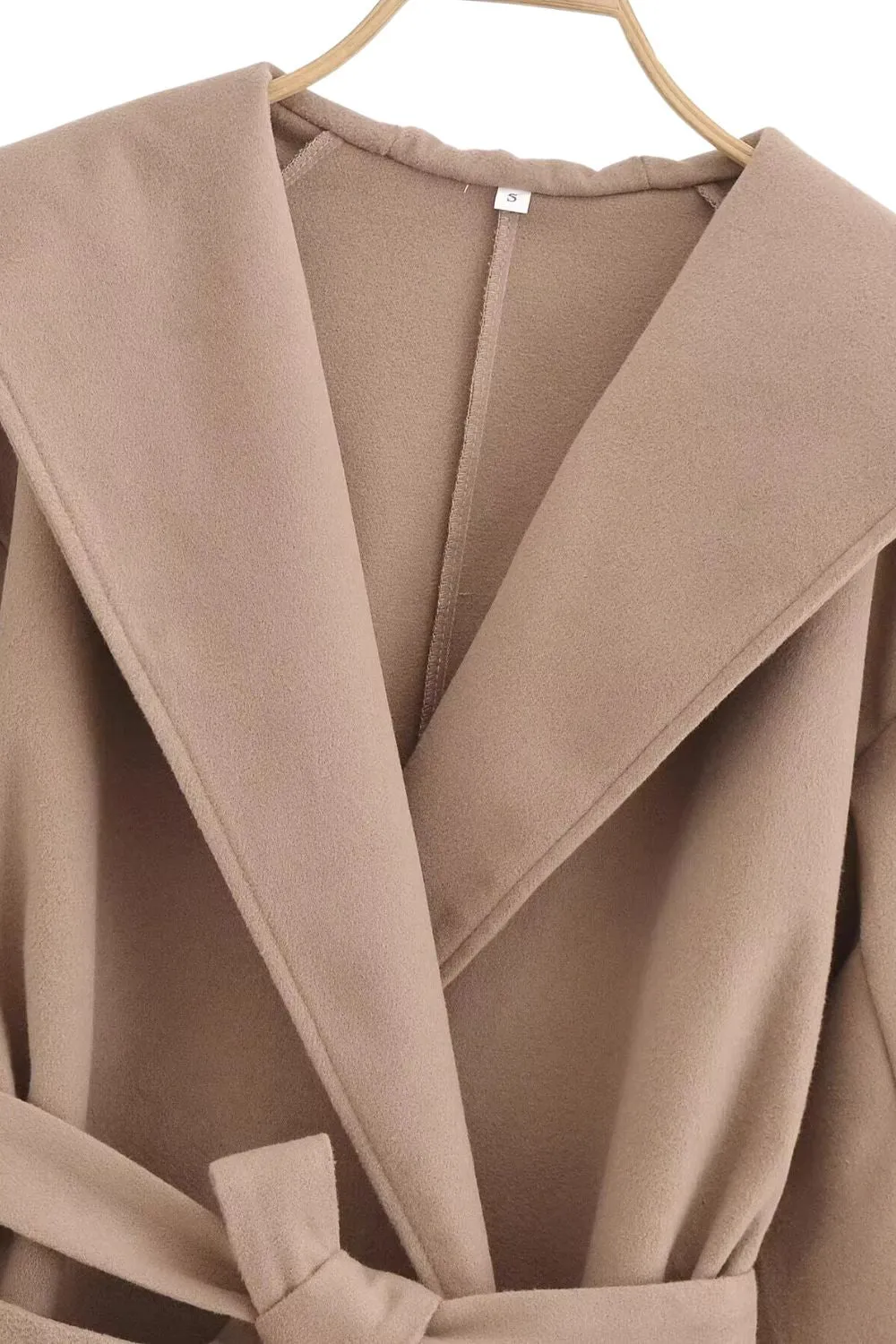 'Autum' Brown Cape-Style Hooded Coat with Belt