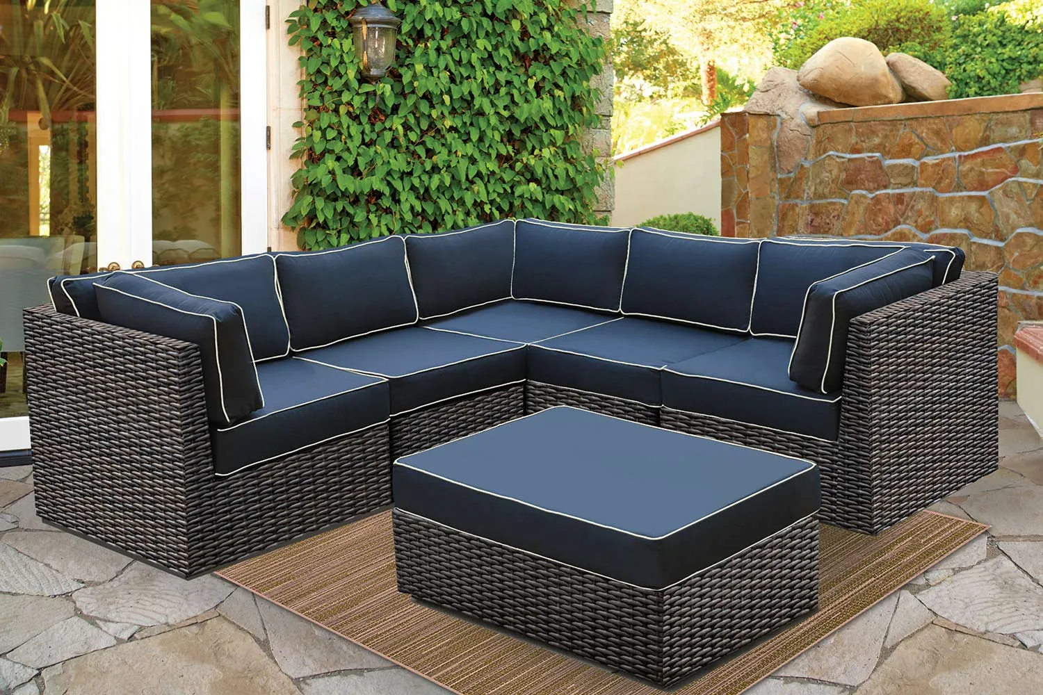 Bellanova Wicker 8 Piece Wicker Sectional Set