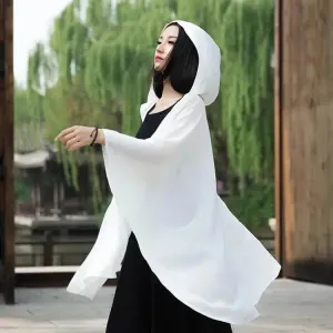 BEST LINEN WITCHES CLOAK WITH BAT SLEEVES