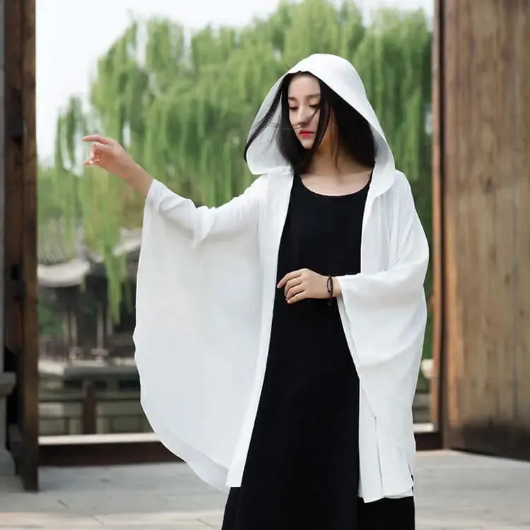 BEST LINEN WITCHES CLOAK WITH BAT SLEEVES