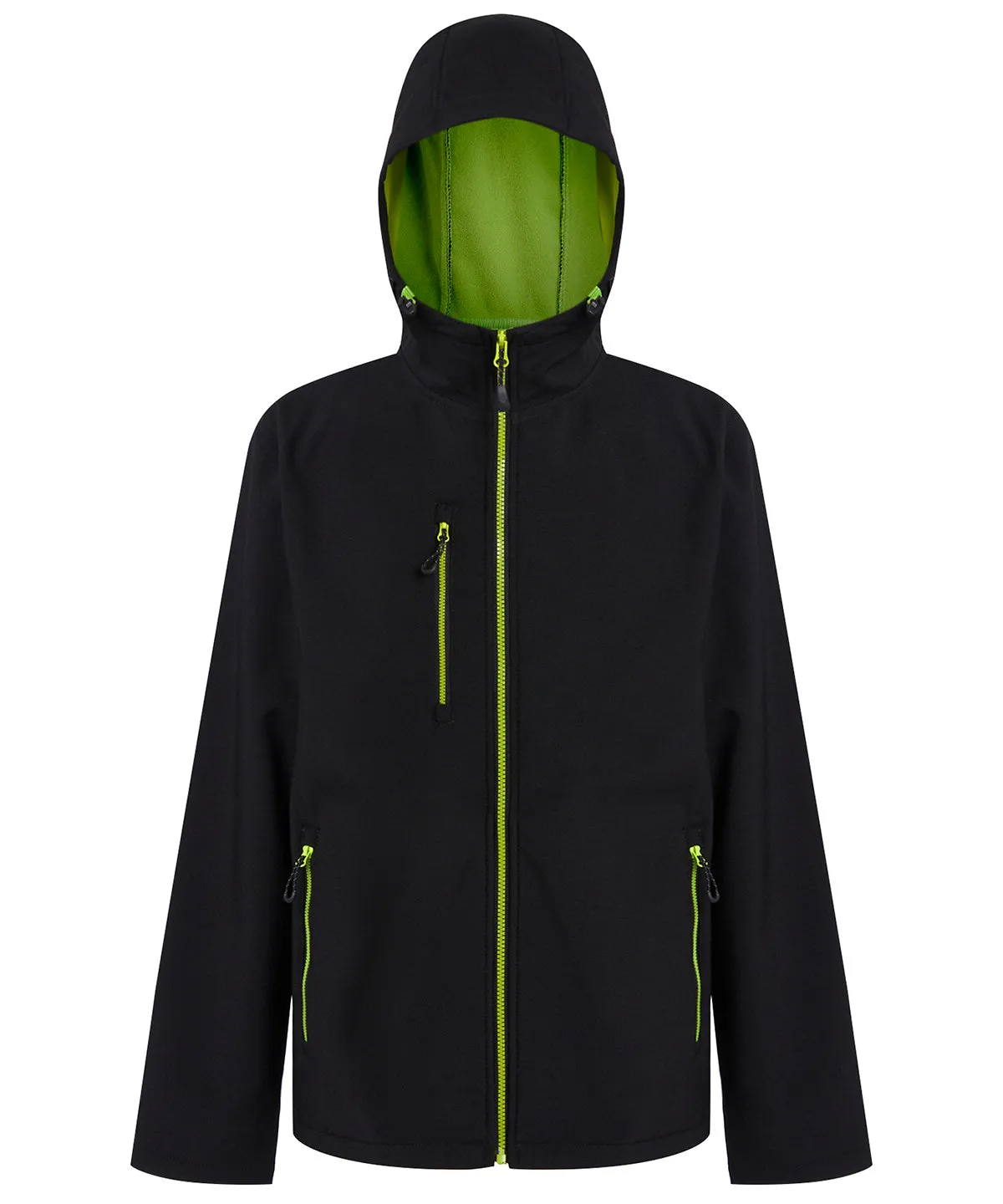 Black/Lime - Navigate 2-layer hooded softshell jacket