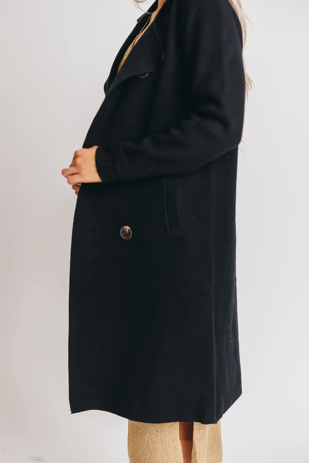 Cadenza Cashmere-Blend Peacoat in Black *LUXURY ITEM*