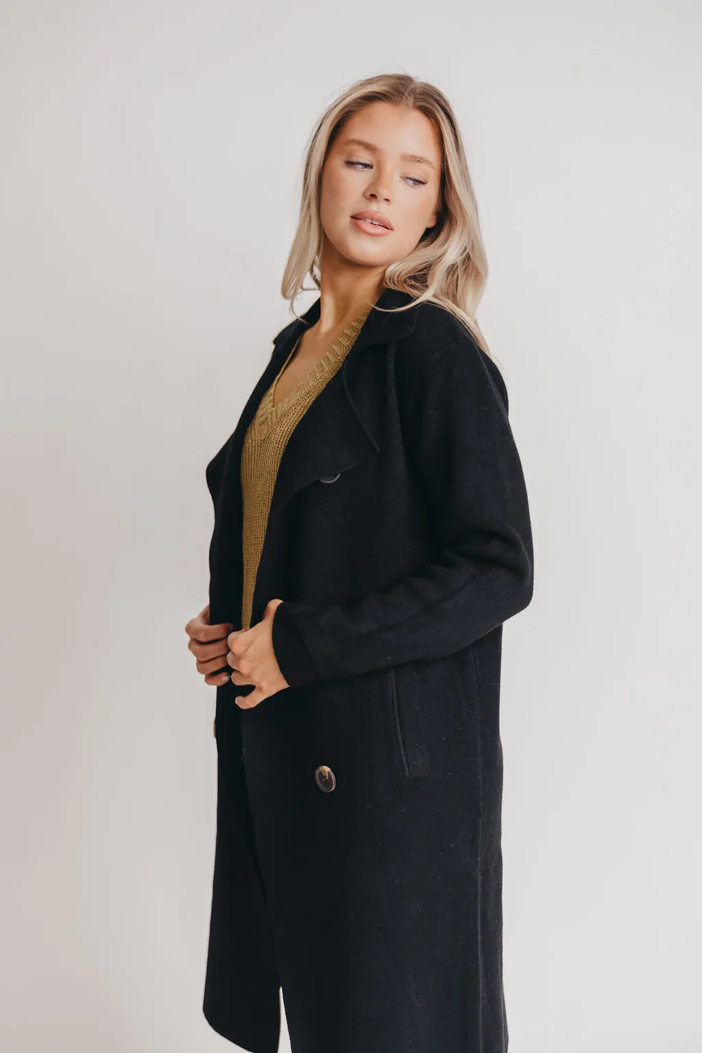 Cadenza Cashmere-Blend Peacoat in Black *LUXURY ITEM*