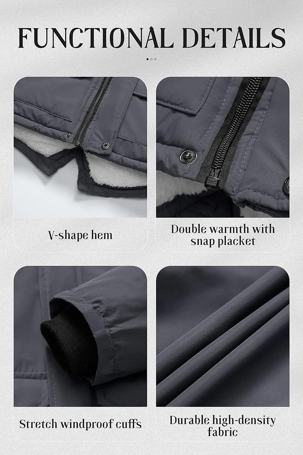 Chrisuno Boy's Waterproof Winter Sherpa Parka Coat Med-Length Outerwear Jackets With Detachable Furry Hood