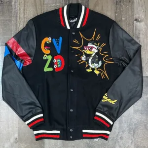 Civilized- duck varsity jacket (black/red)