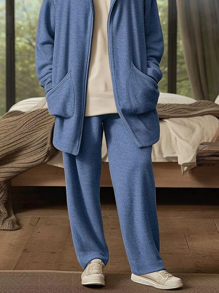 Comfy Casual Hooded Jacket Two Piece Set