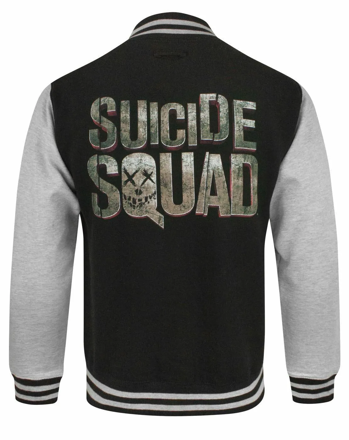 DC Comics In Squad We Trust Graphic Mens Black Varsity Jacket