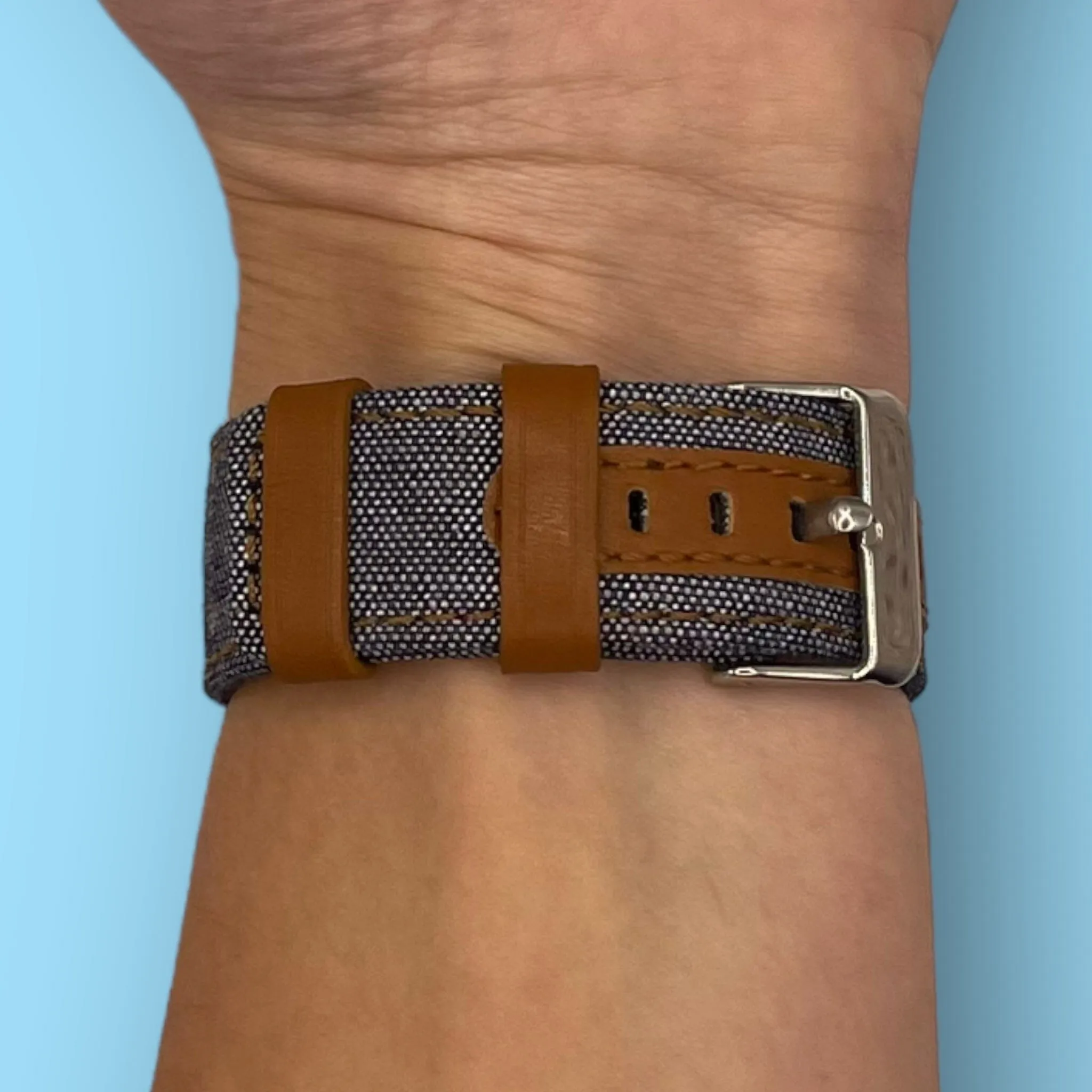 Denim & Leather Watch Straps Compatible with the Swiss Military 22mm Range