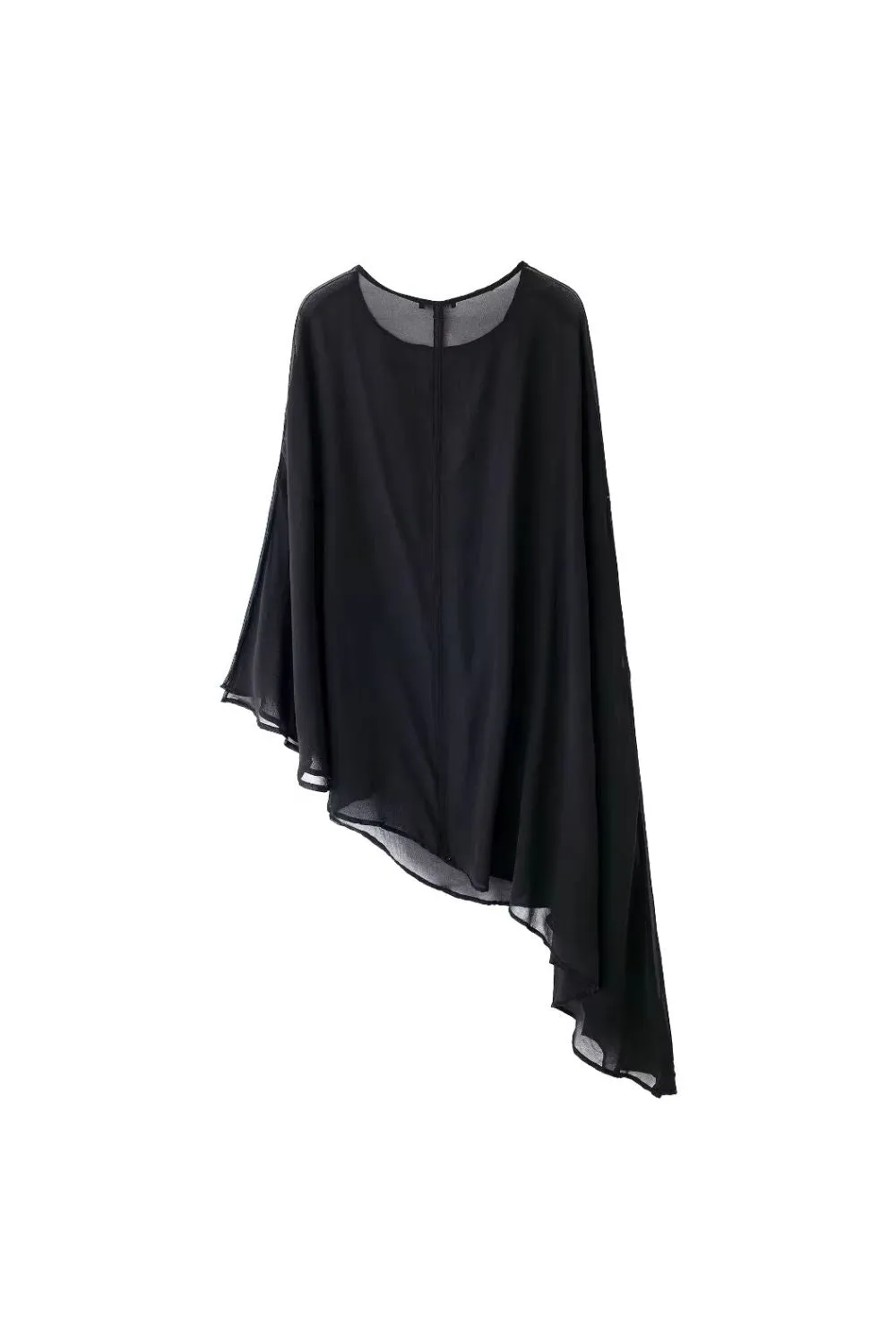 'Eliana' Asymmetric Semi-Transparent Cape Coat