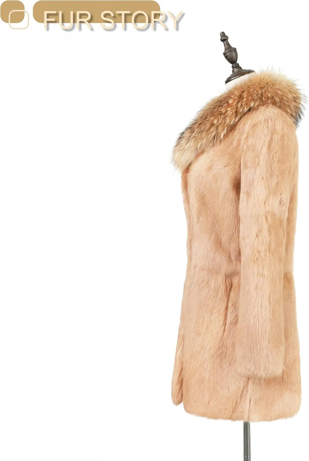 Fur Story Women's Genuine Rabbit Fur Coat Fuzzy Warm Fur Jacket Winter Outware