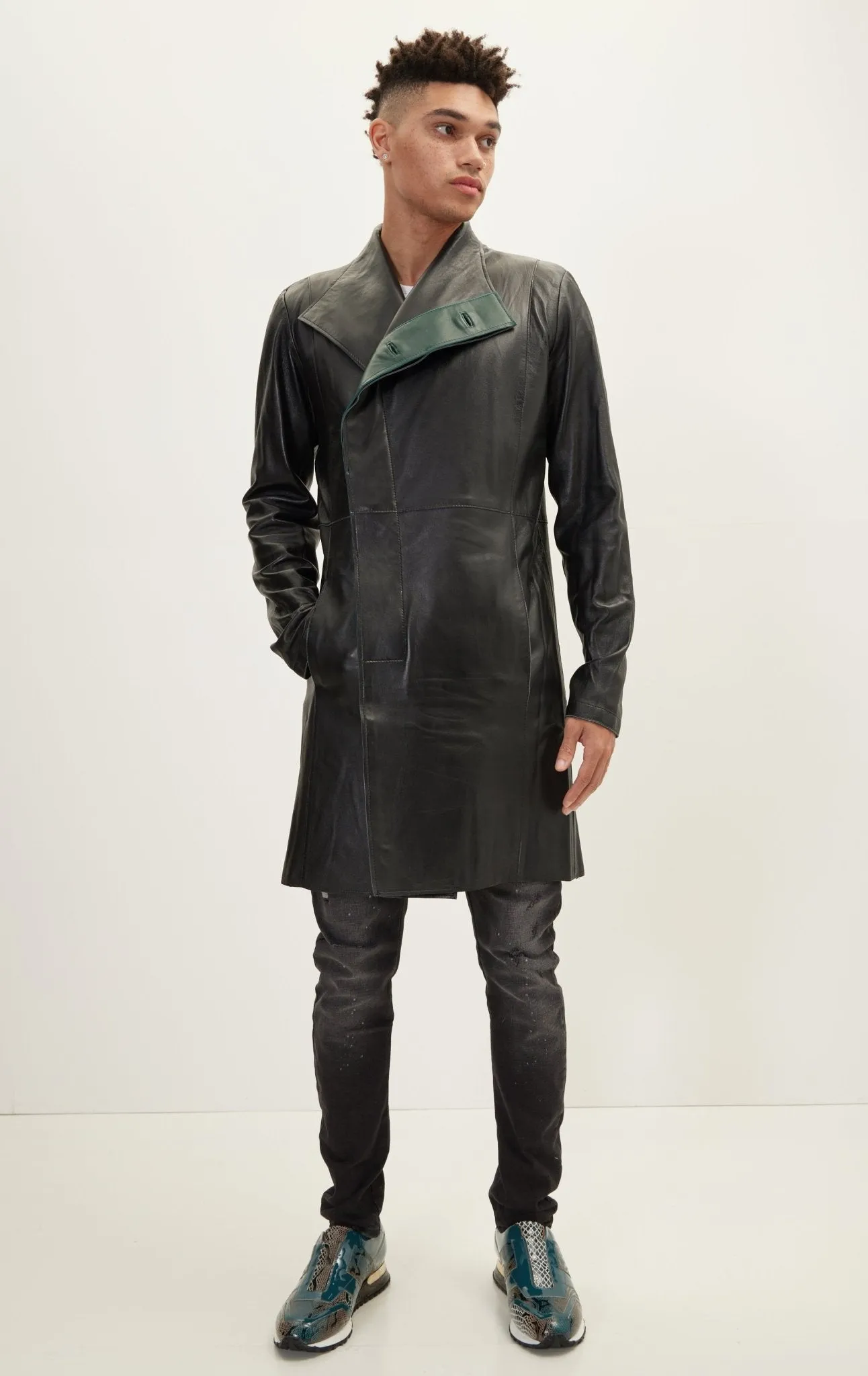 Genuine Leather Rebel Jacket - Black Green