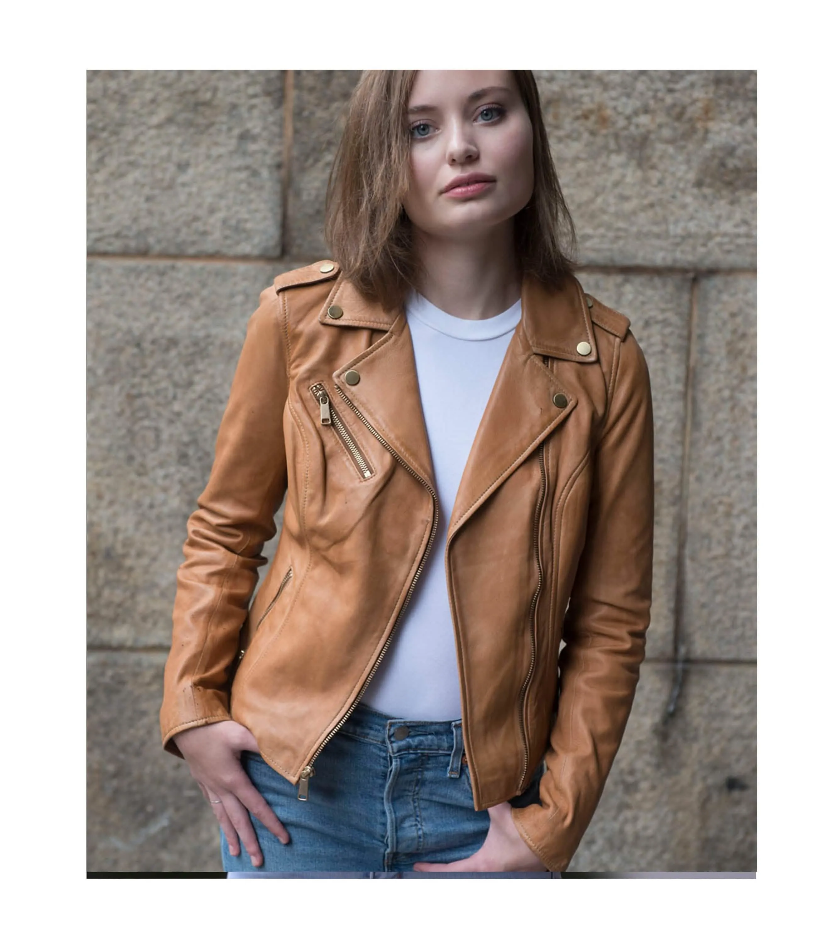 Harper - Women's Luxe Lambskin Leather Motorcycle Jacket