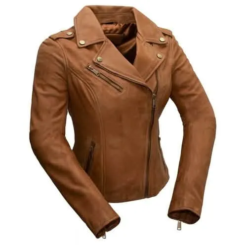 Harper - Women's Luxe Lambskin Leather Motorcycle Jacket