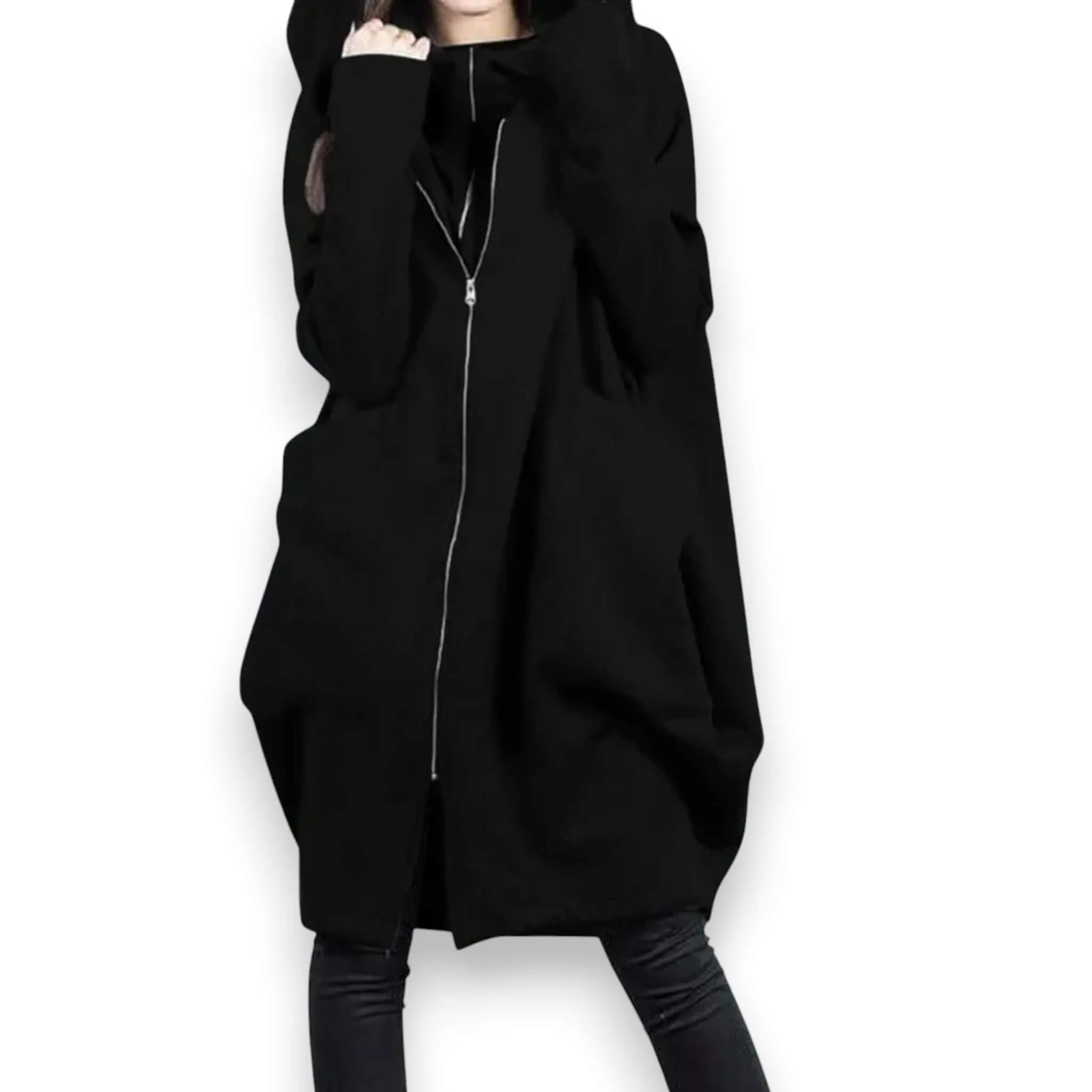 Hooded Long Lightweight Dual Zip Up Jacket