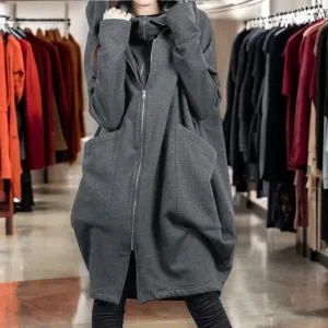 Hooded Long Lightweight Dual Zip Up Jacket