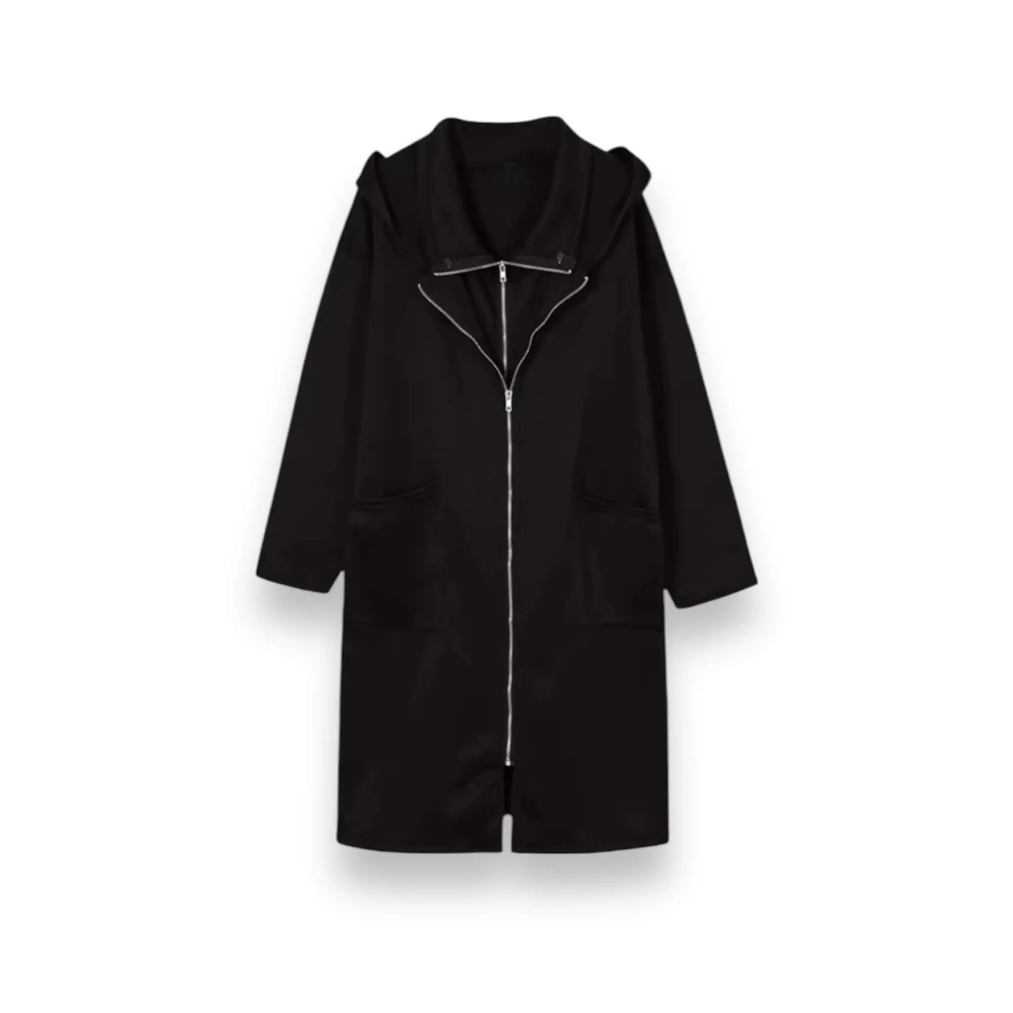 Hooded Long Lightweight Dual Zip Up Jacket