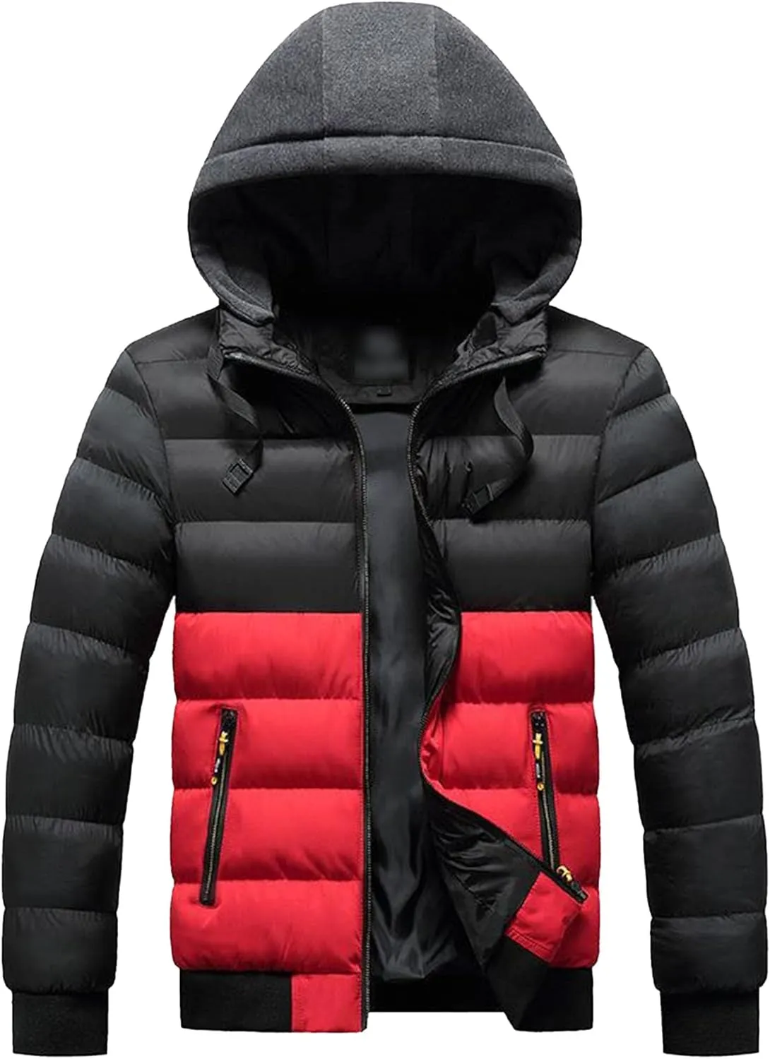 JEsilunmaMY Men's Casual Puffer Jacket with Removable Hood Winter Parka Cotton Down Coats Windproof Thermal Padded Jacket