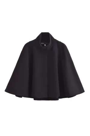 'Kathryn' Stand Collar Short Loose Cape Coat