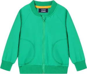 LittleSpring Neutral Boys Girls Bomber Jackets Zip Up Cotton Casual Varsity Jacket