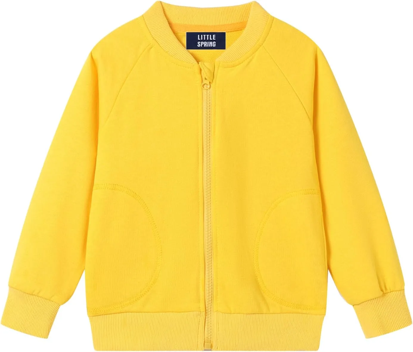 LittleSpring Neutral Boys Girls Bomber Jackets Zip Up Cotton Casual Varsity Jacket