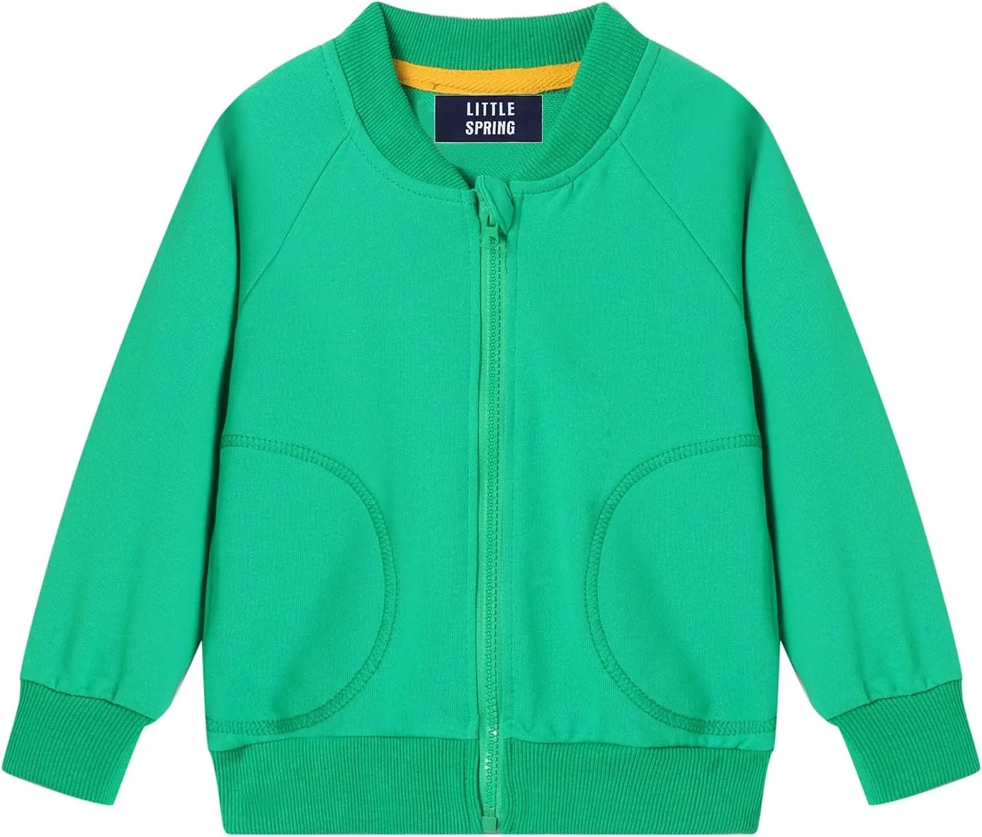 LittleSpring Neutral Boys Girls Bomber Jackets Zip Up Cotton Casual Varsity Jacket