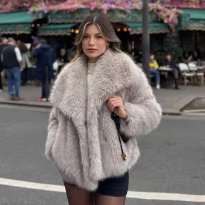 Luxury Faux Fur Gradient Coat for Women – 2025 Winter Collection