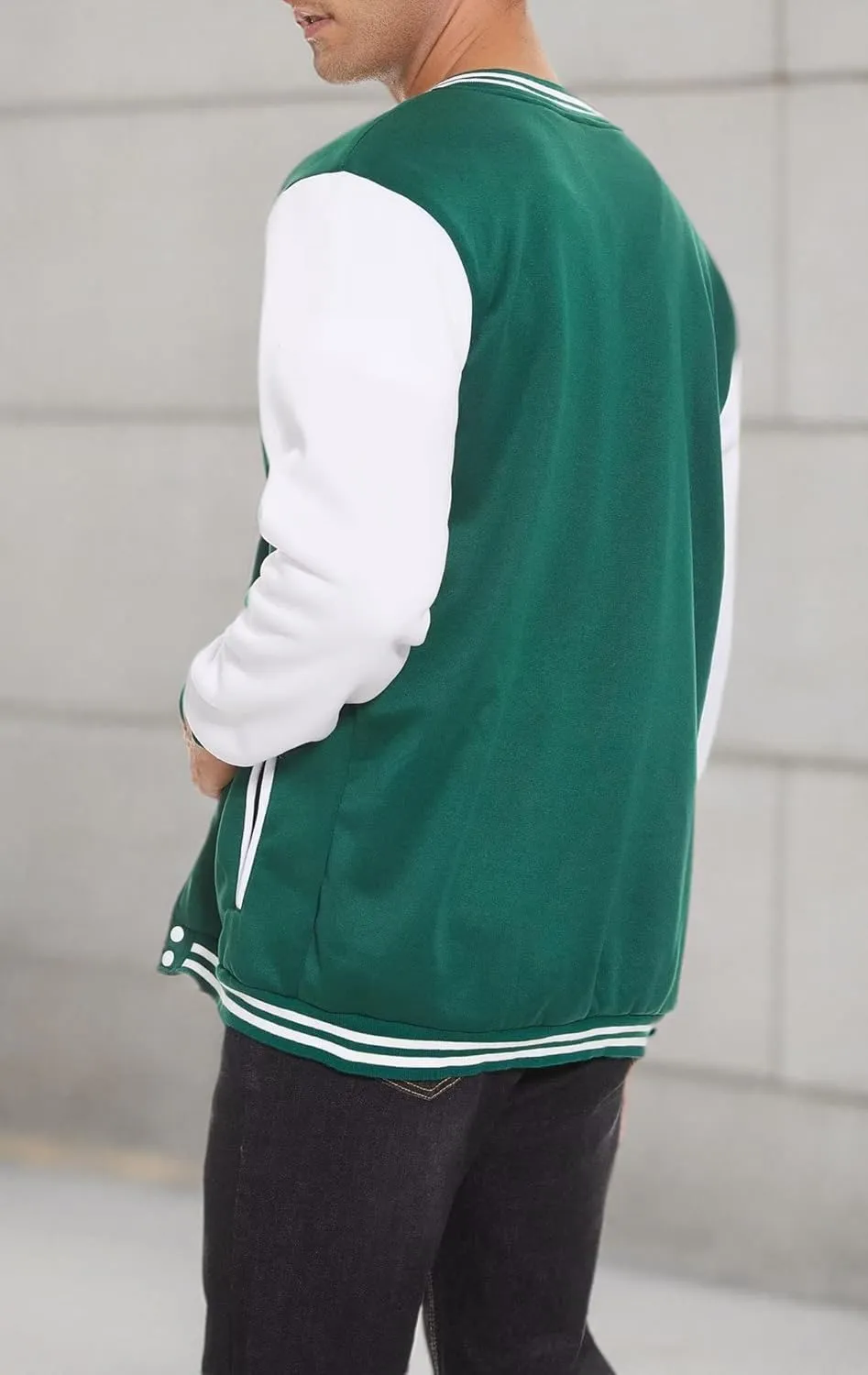 Men's Bomber Jacket Varsity Baseball Jackets Windbreaker Lightweight Slim Fit Button Down Letterman Jacket