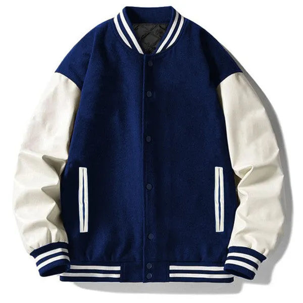 Men's Brown Long Sleeve Letterman Varsity Jacket