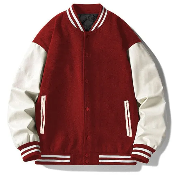 Men's Brown Long Sleeve Letterman Varsity Jacket