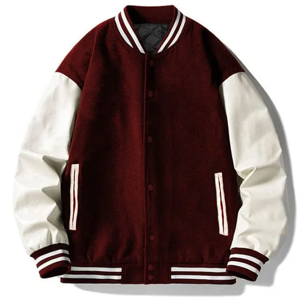 Men's Brown Long Sleeve Letterman Varsity Jacket