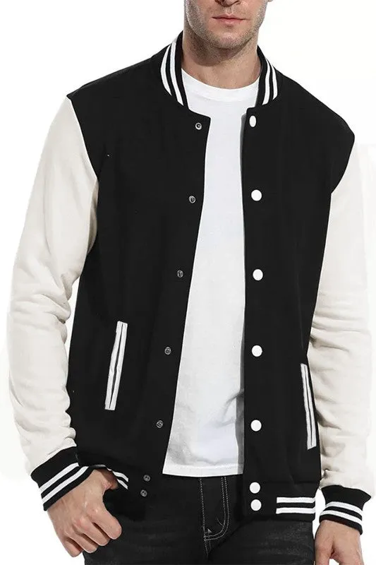 Men's Brown Long Sleeve Letterman Varsity Jacket