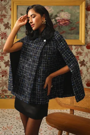 Mettalic Tweed Cape Coat