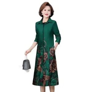 Middle-aged Mother Autumn Windbreaker Coat Temperament Long, Fashionable And Noble, Women's Spring And Autumn Windbreaker Woman. 27857