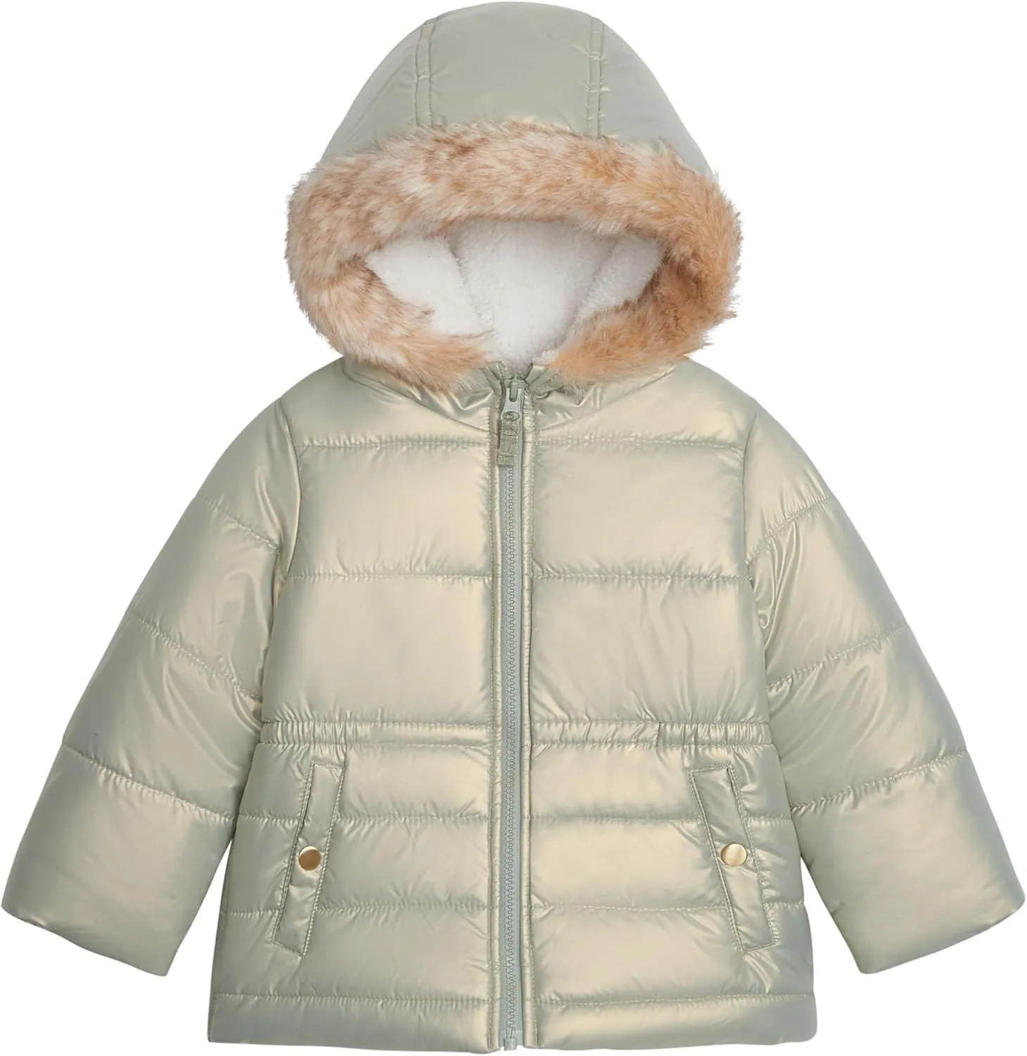 OSHKOSH B'GOSH Girls' Warm Winter Parka Coat with Faux Fur Sherpa-Lined Hood