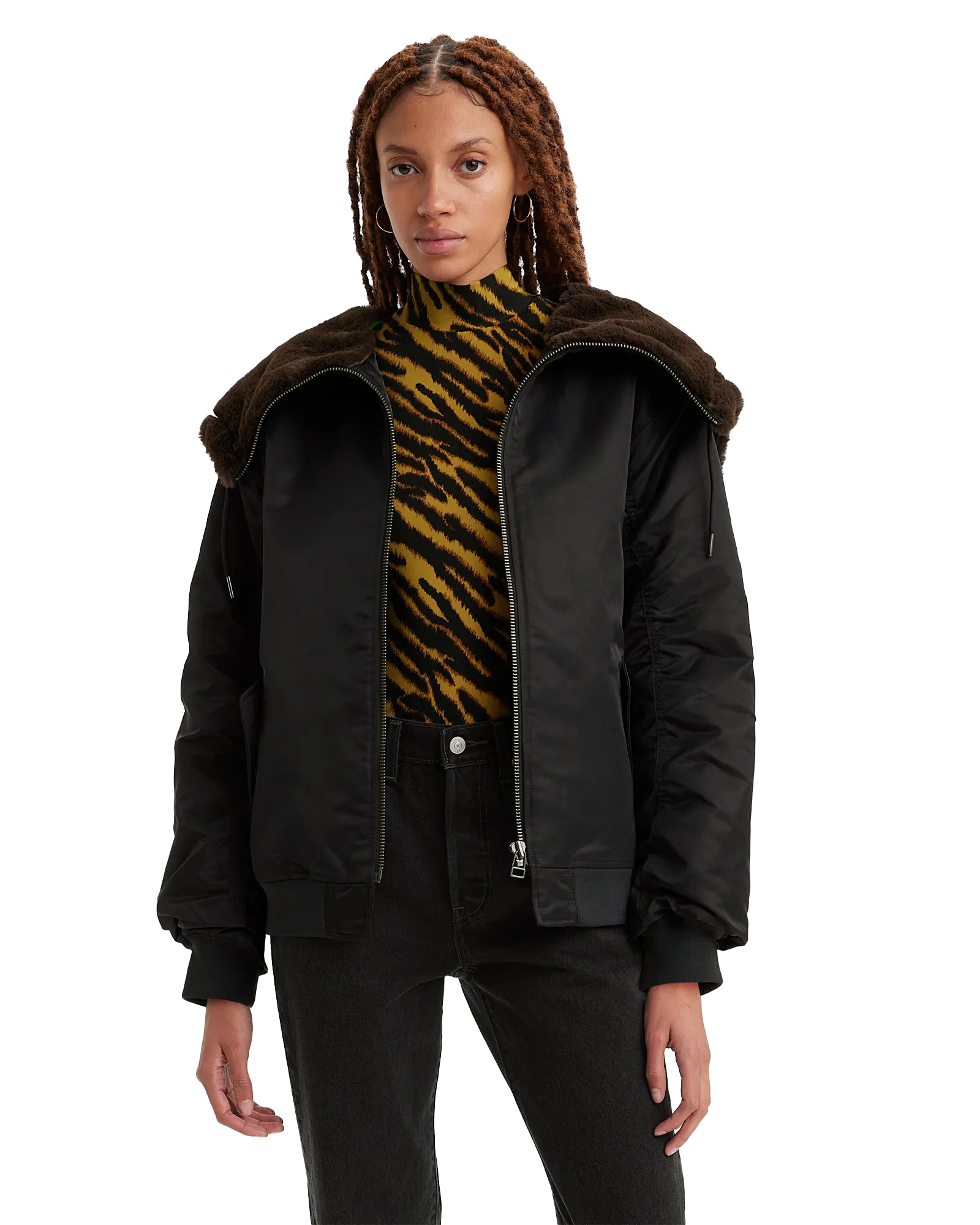 Oversized Hooded Jacket in Caviar