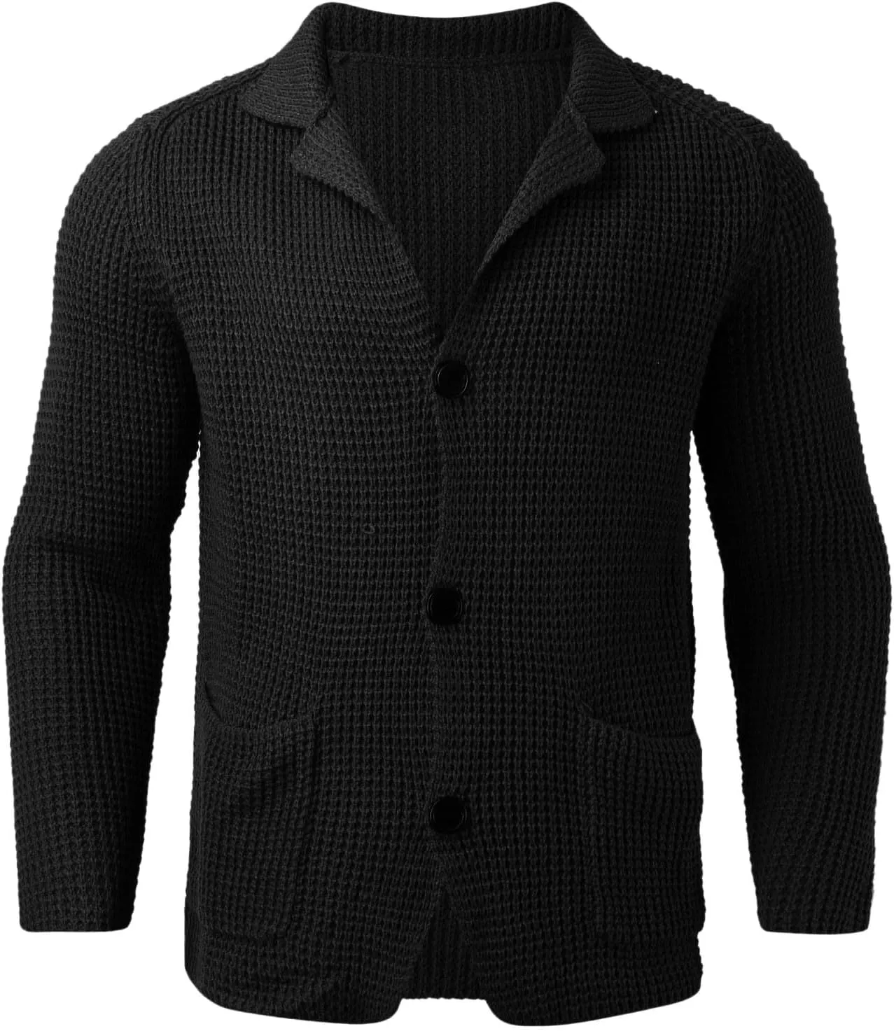 PeQAQ Mens Cardigan Sweater Cable Knit V Neck Button up Sweaters Winter Soft Warm Ribbed Cardigan Sweater Jacket with Pockets