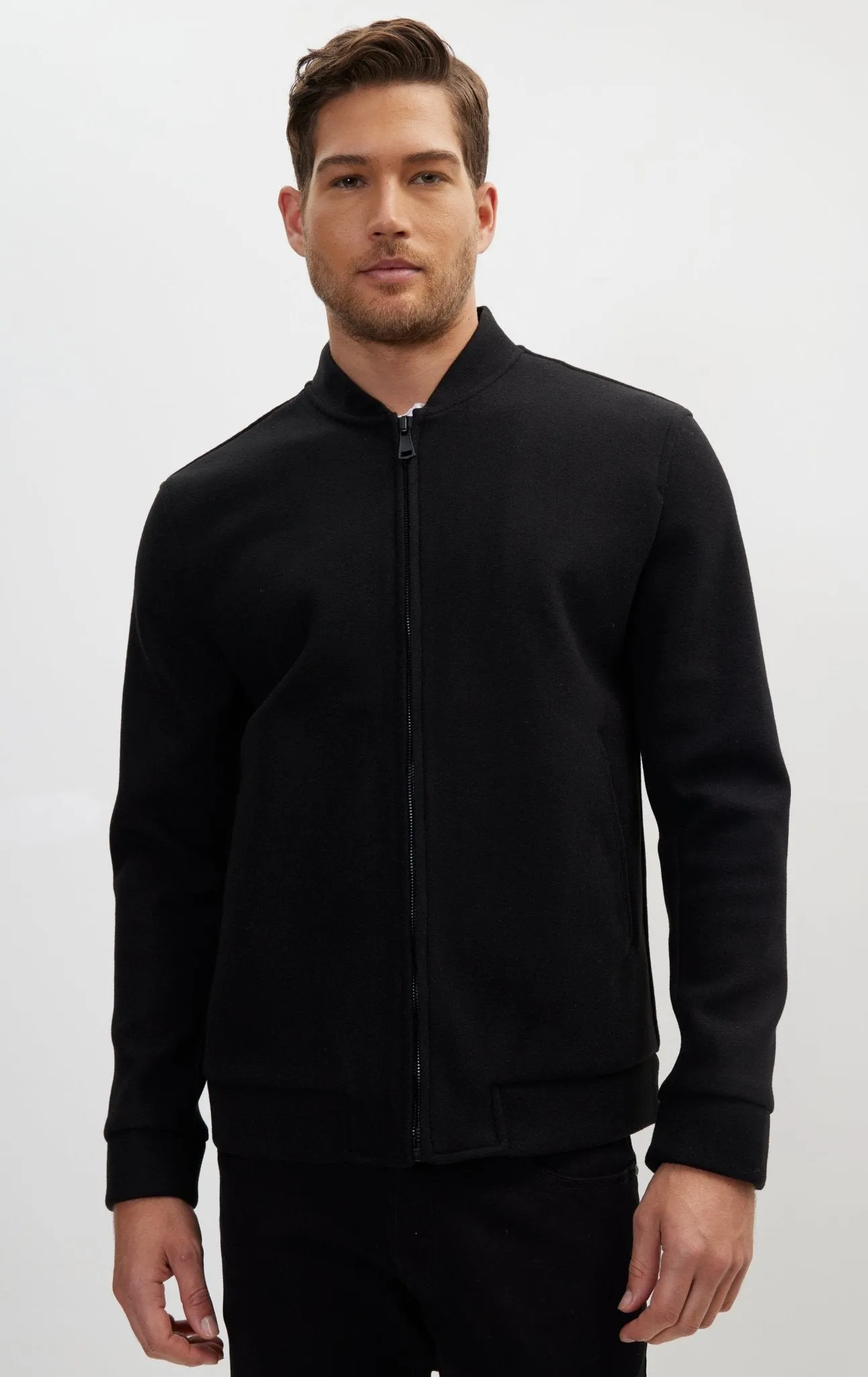 Relaxed Unlined Varsity Jacket - Black