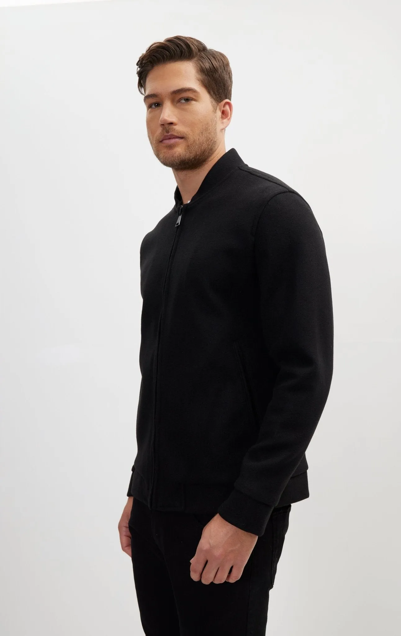 Relaxed Unlined Varsity Jacket - Black