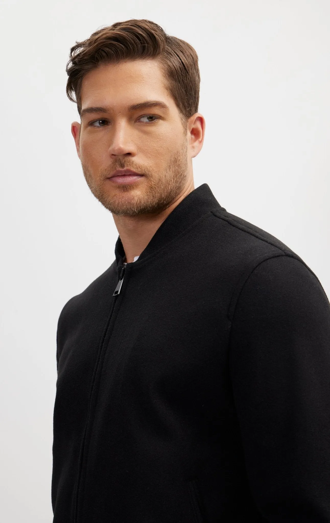 Relaxed Unlined Varsity Jacket - Black