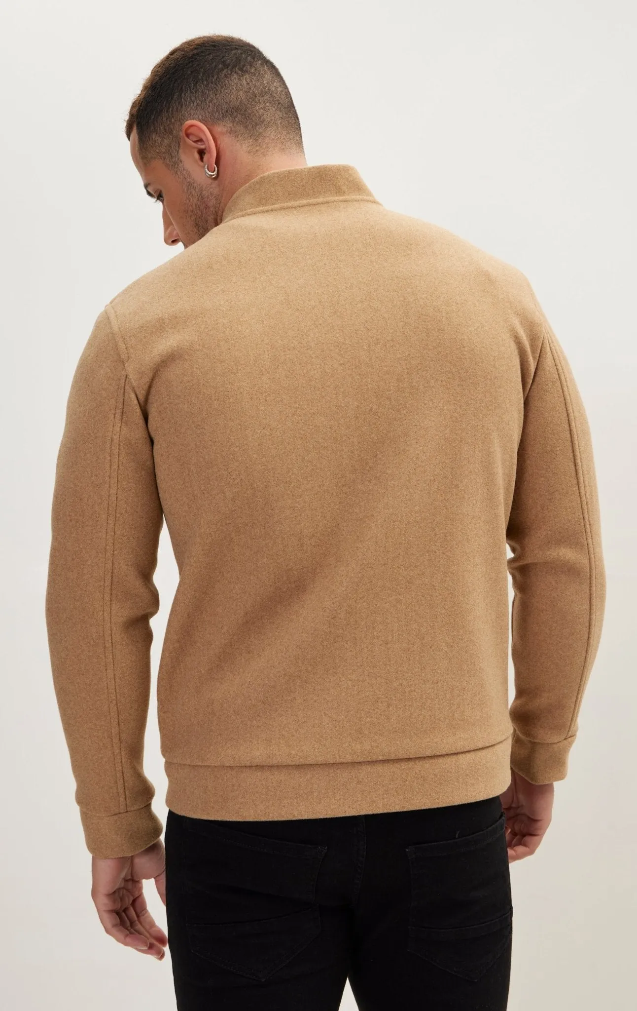 Relaxed Unlined Varsity Jacket - Camel
