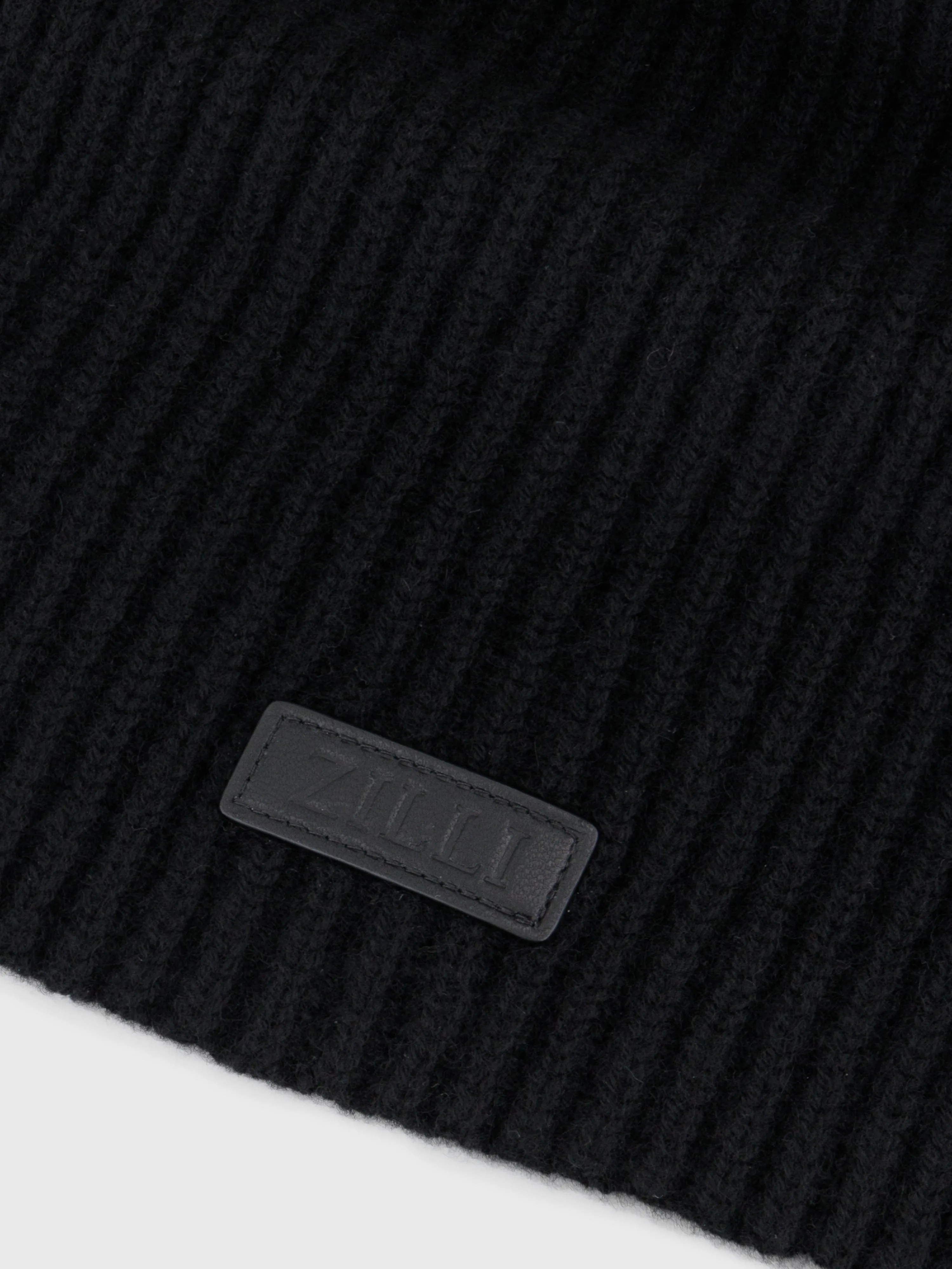 Ribbed Knit Wool and Cashmere Scarf Black