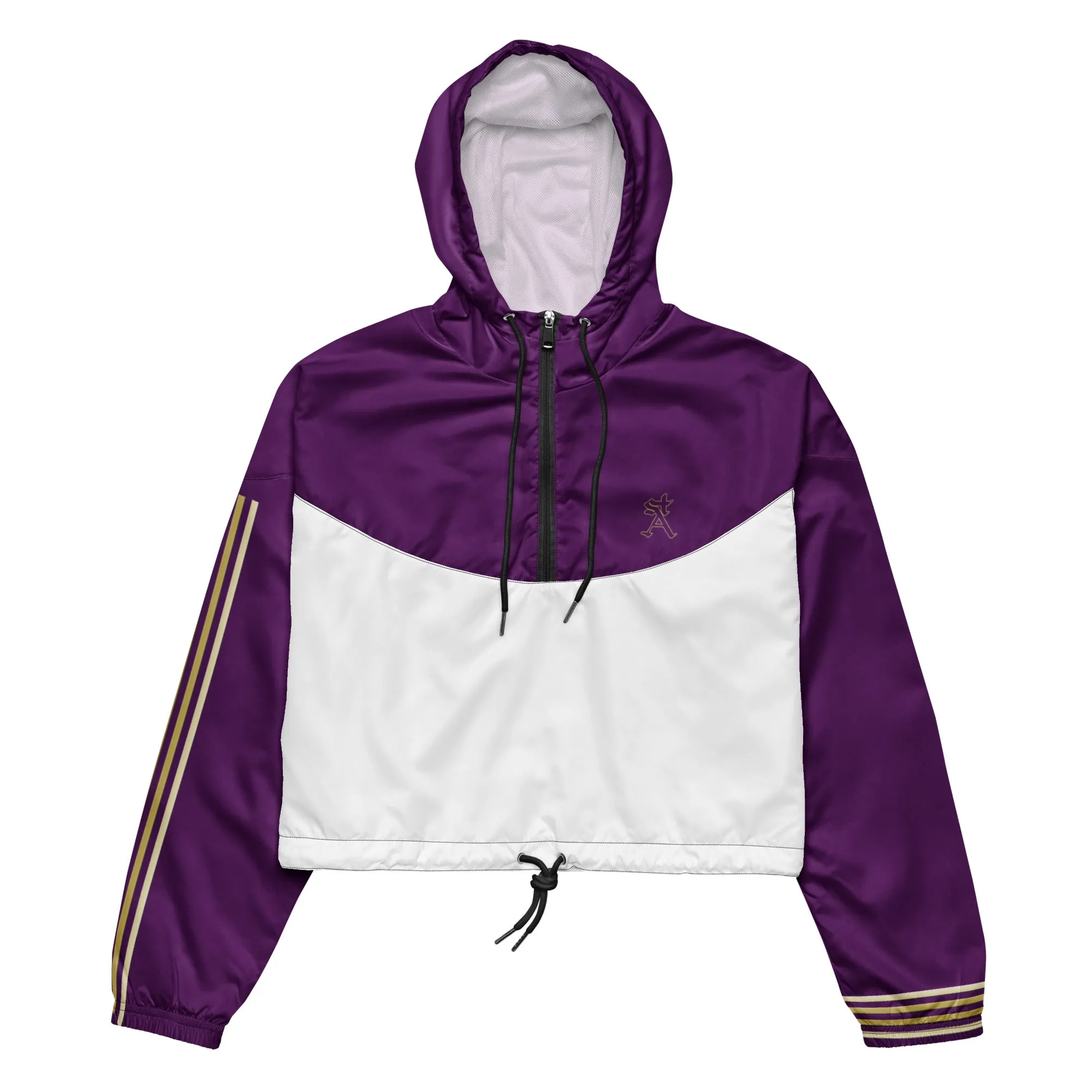 Snooty Fox Art Women’s Cropped Windbreaker - Purple w/ Saints Logo