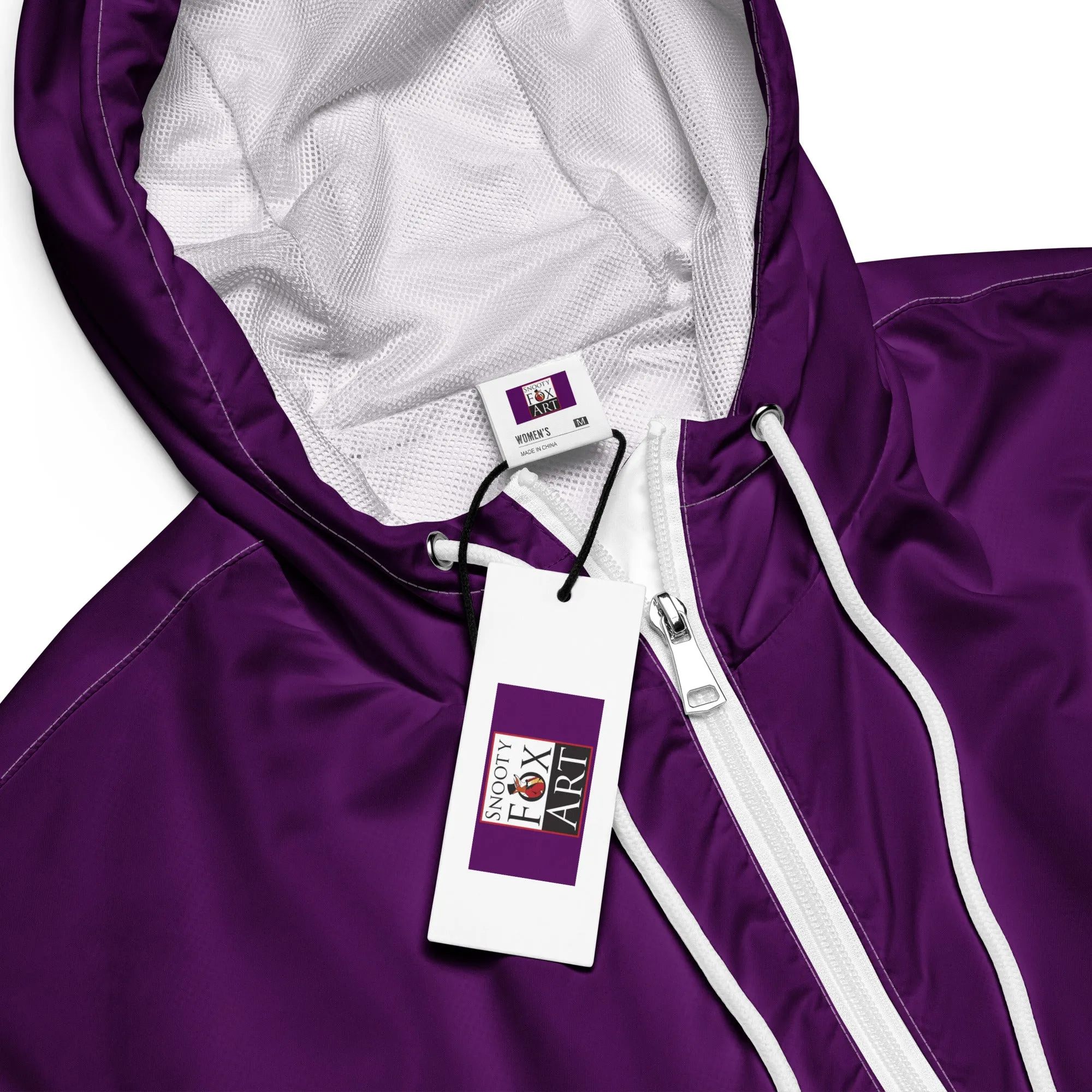 Snooty Fox Art Women’s Cropped Windbreaker - Purple w/ Saints Logo