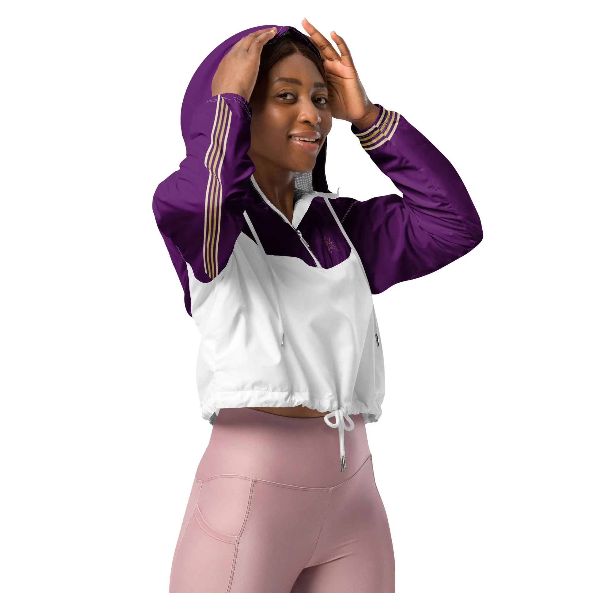 Snooty Fox Art Women’s Cropped Windbreaker - Purple w/ Saints Logo