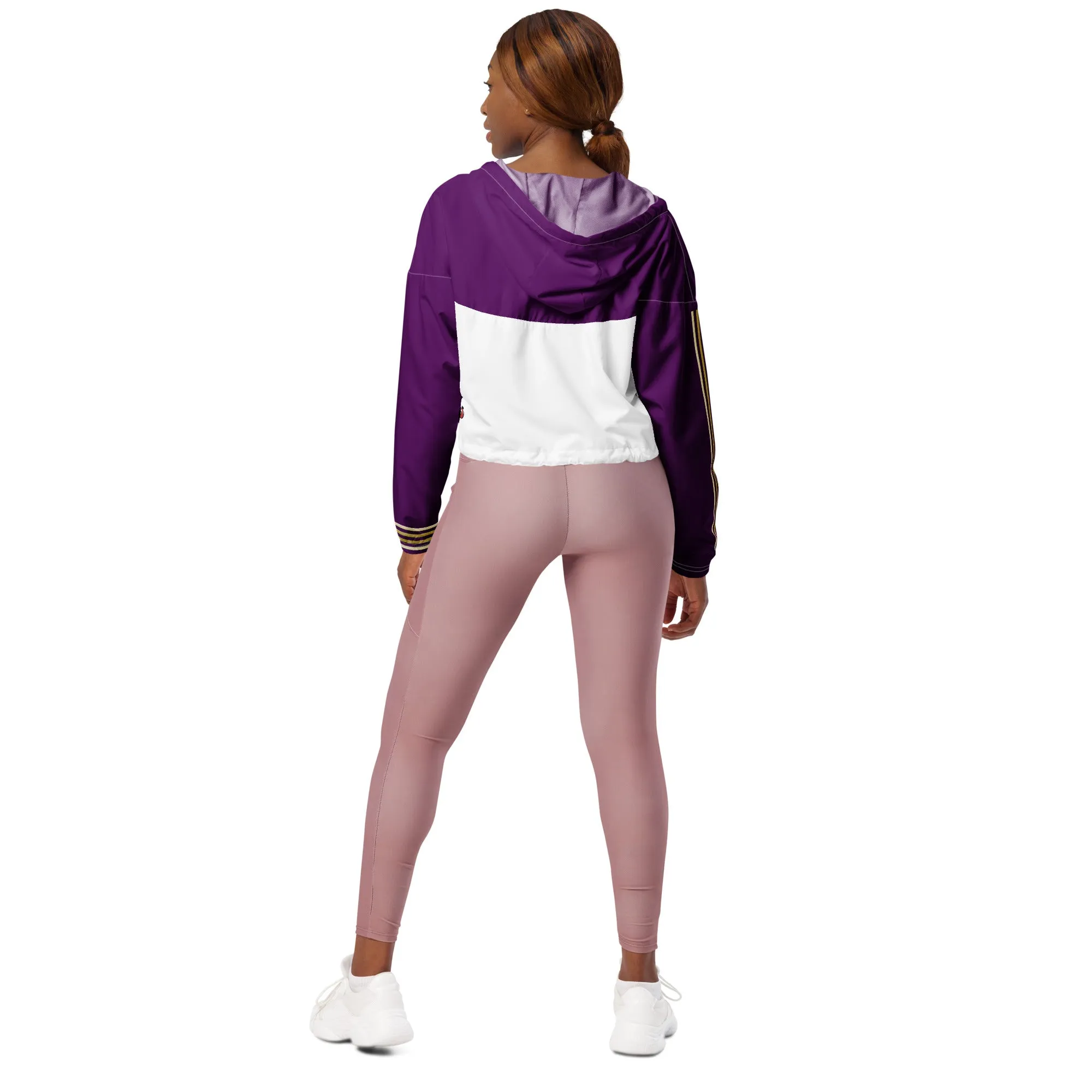 Snooty Fox Art Women’s Cropped Windbreaker - Purple w/ Saints Logo
